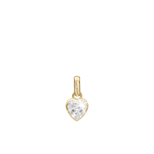 Sparkling Love Earring Pendant - Polished Gold Plated Sterling Silver with 1 Cubic Zirkonia