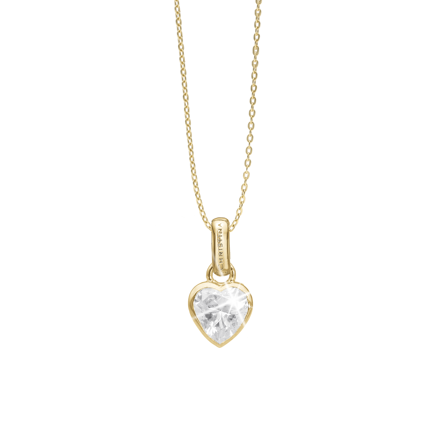 Sparkling Love Earring Pendant - Polished Gold Plated Sterling Silver with 1 Cubic Zirkonia