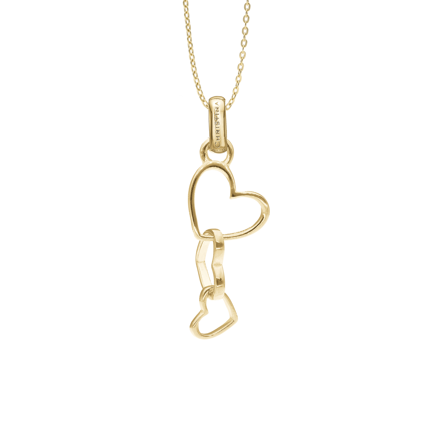 Dancing Love Earring Pendant - Polished Gold Plated Sterling Silver