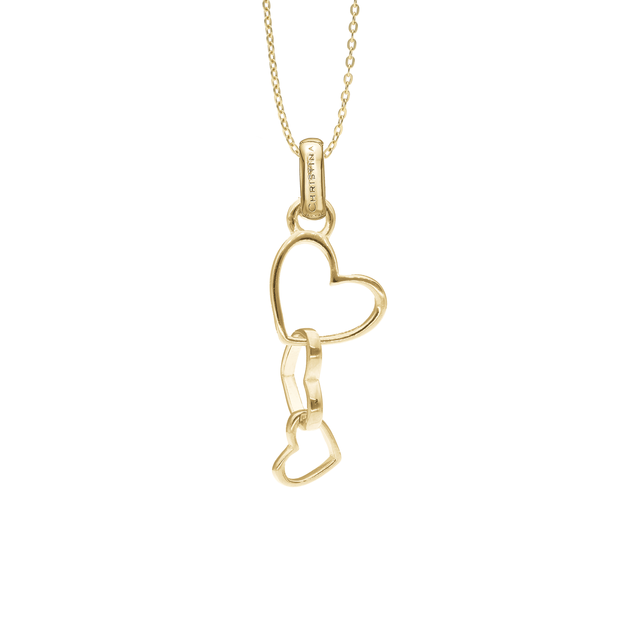 Dancing Love Earring Pendant - Polished Gold Plated Sterling Silver