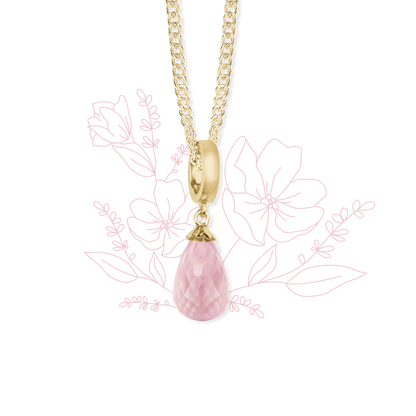 Necklace m Rosa Quartz drop  Gold Plated