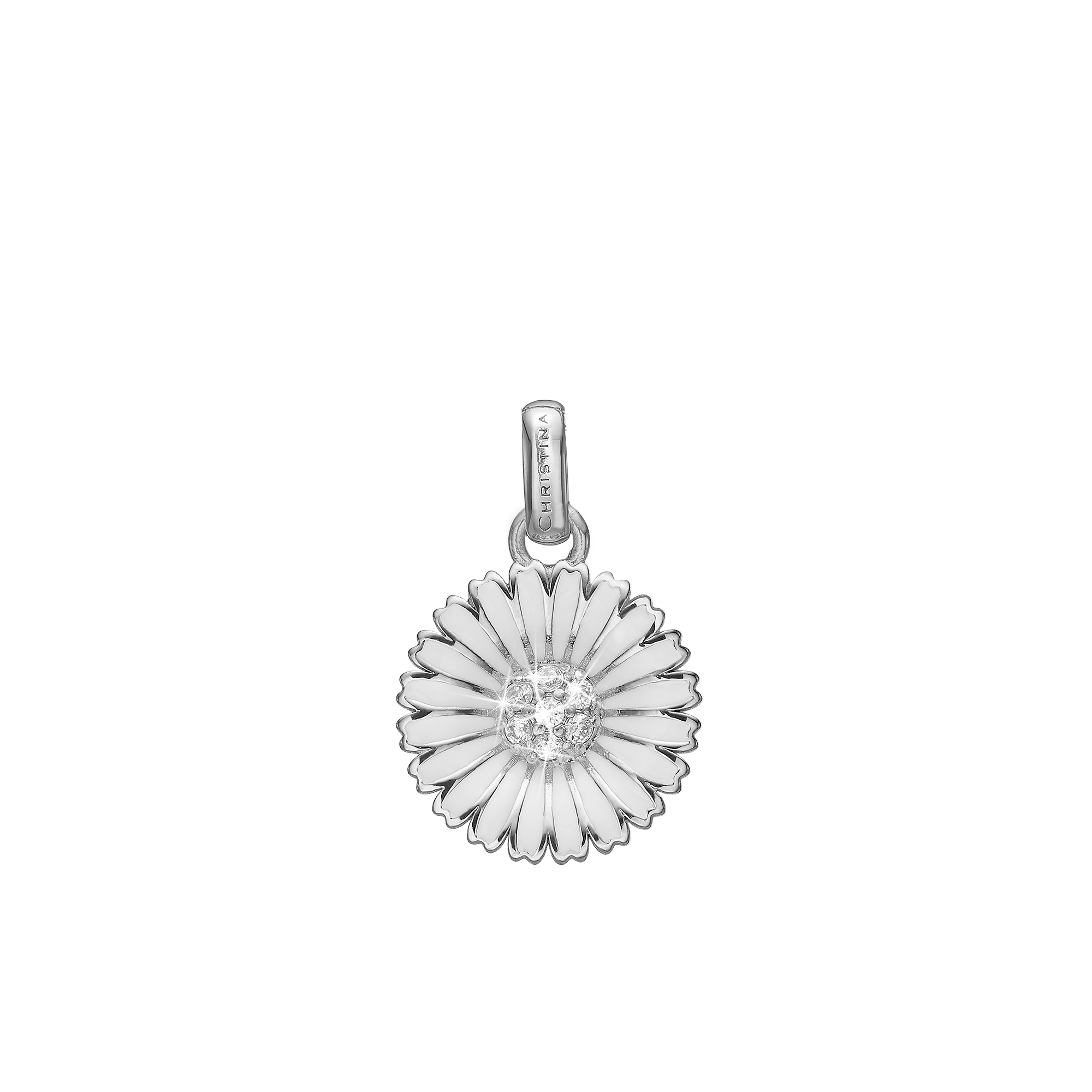 Marguerite CZ Ø15mm Earring Pendant - Sterling Silver with 7 Cubic Zirkonia