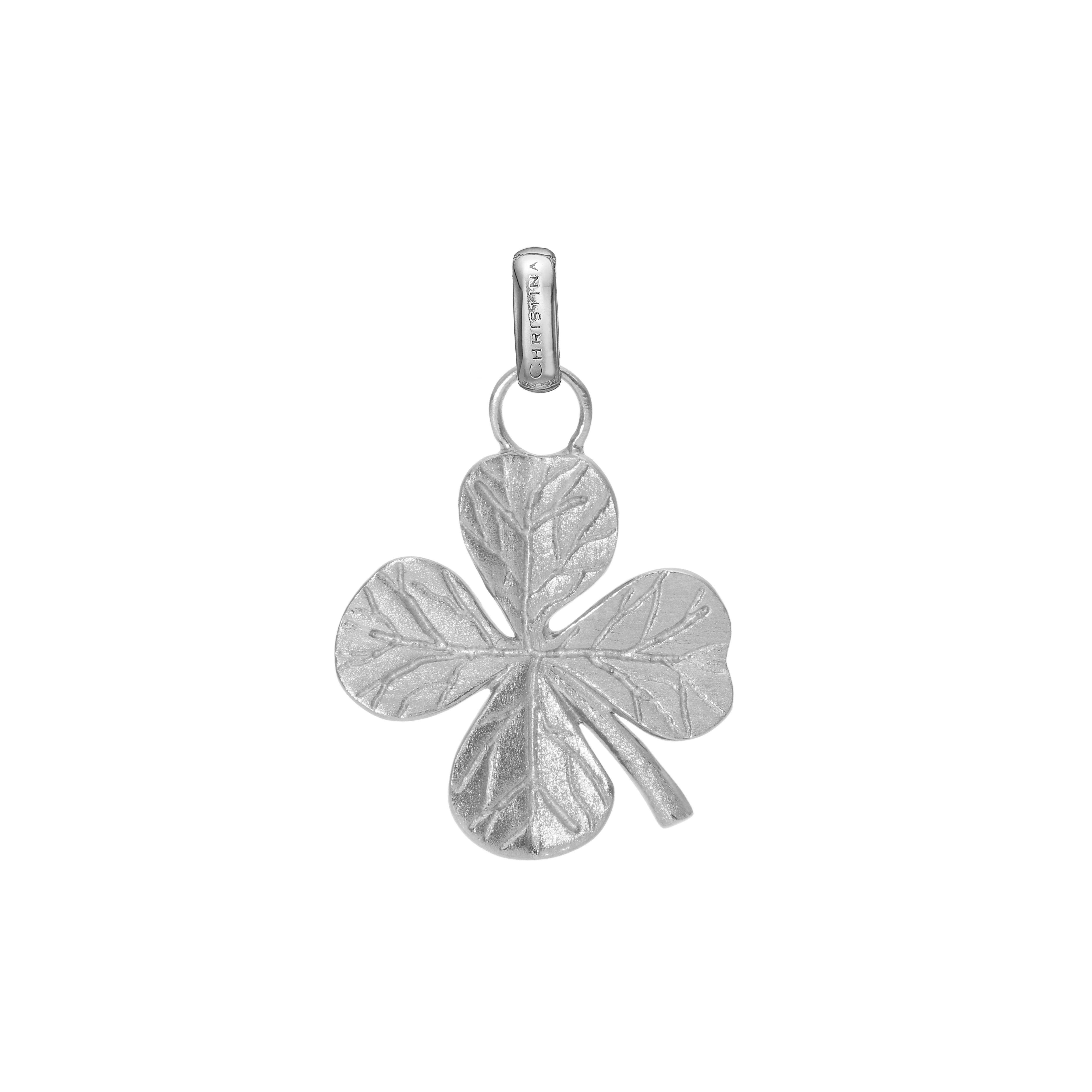 Big FoWatch Leaf Clover Earring Pendant - Brushed Sterling Silver