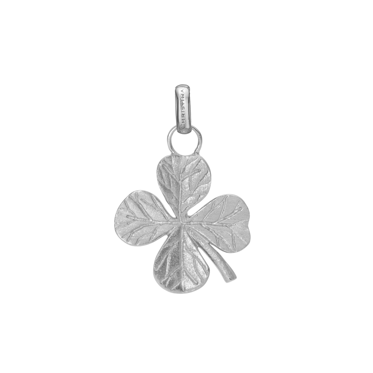 Big FoWatch Leaf Clover Earring Pendant - Brushed Sterling Silver