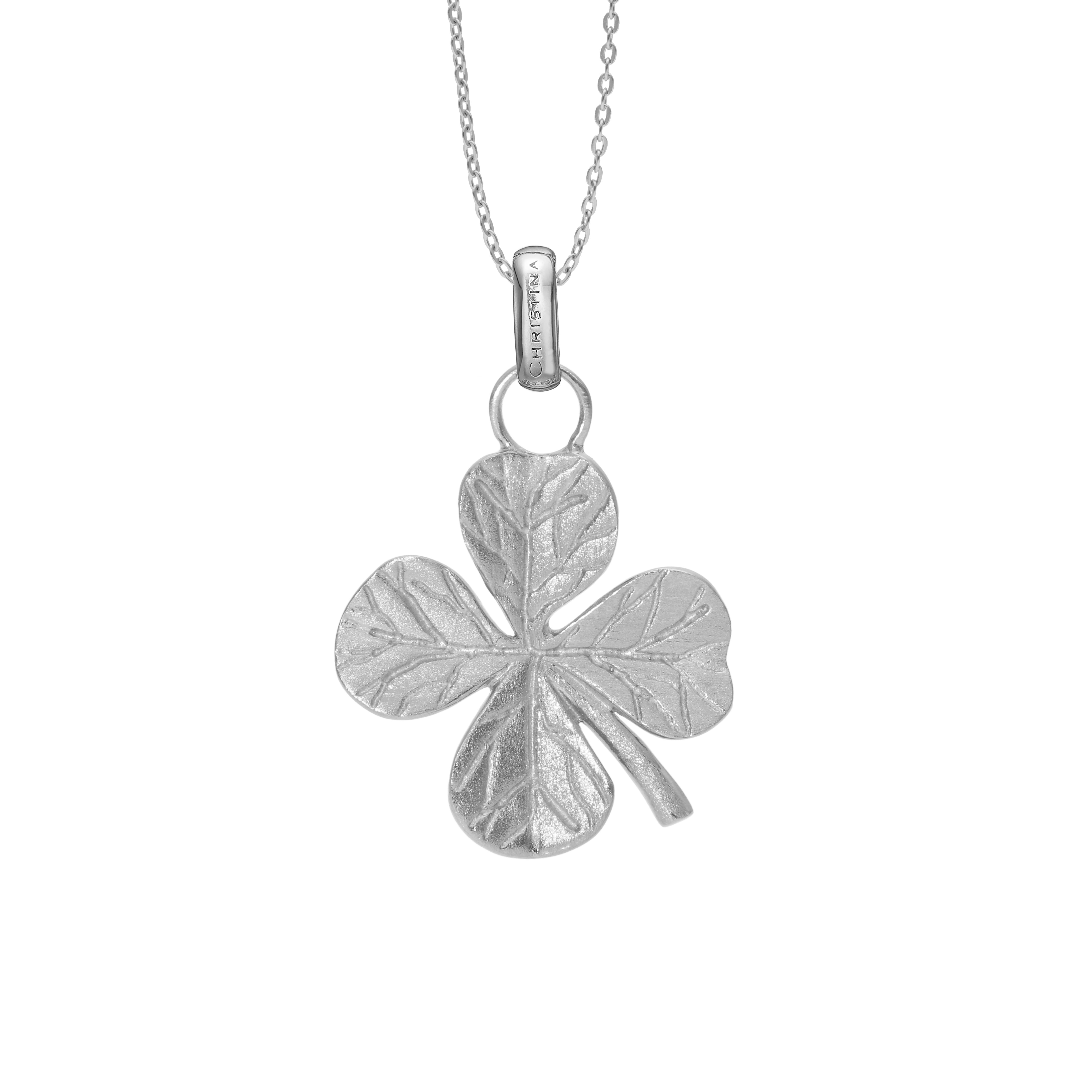 Big FoWatch Leaf Clover Earring Pendant - Brushed Sterling Silver