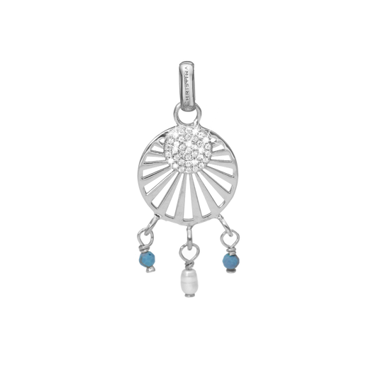 Ocean sunset Earring Pendant - Polished Sterling Silver with 37 white Cubic Zirkonia