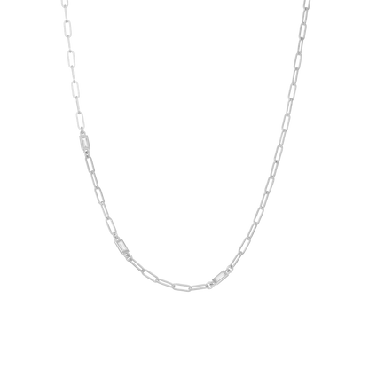 Shiny Links Necklace - Polished Sterling Silver with 3 white Cubic Zirkonia