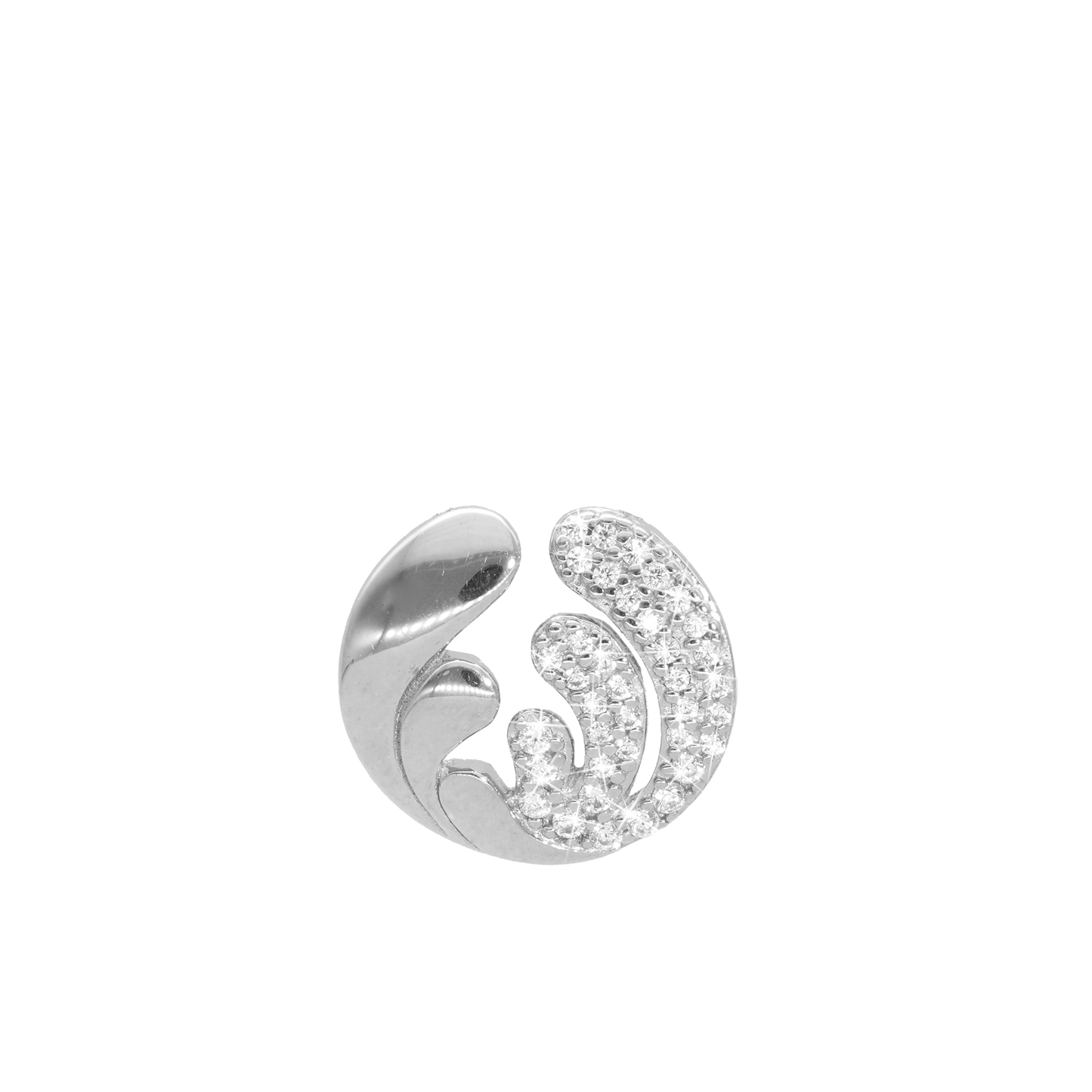 Ocean Splash Earring Pendant - Polished Sterling Silver with 37 Cubic Zirkonia