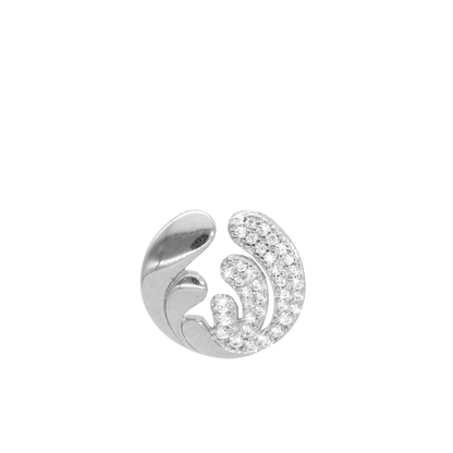 Ocean Splash Earring Pendant - Polished Sterling Silver with 37 Cubic Zirkonia