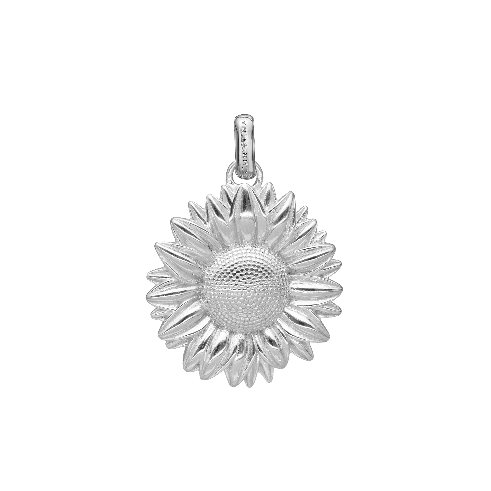 Sunflower Earring Pendant - Polished Sterling Silver