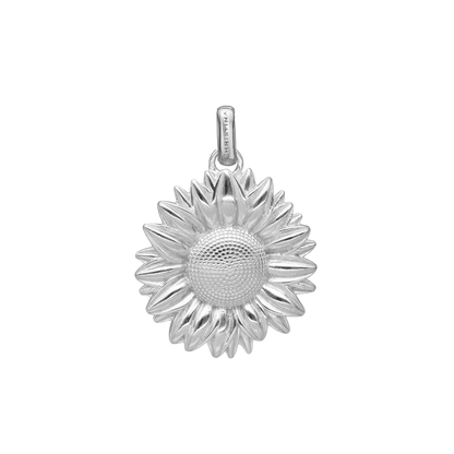 Sunflower Earring Pendant - Polished Sterling Silver