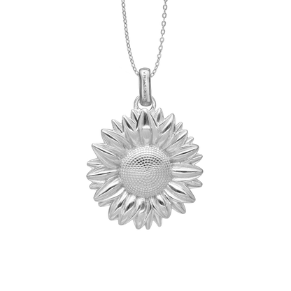 Sunflower Earring Pendant - Polished Sterling Silver