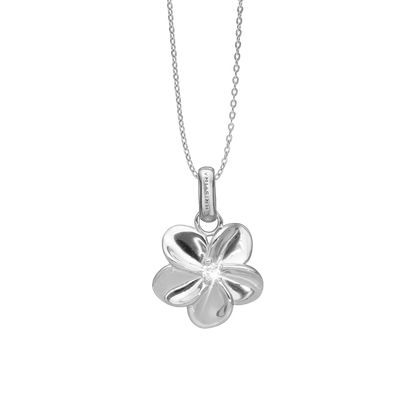 Flower Bouquette Earring Pendant - Polished Sterling Silver with 1 Cubic Zirkonia