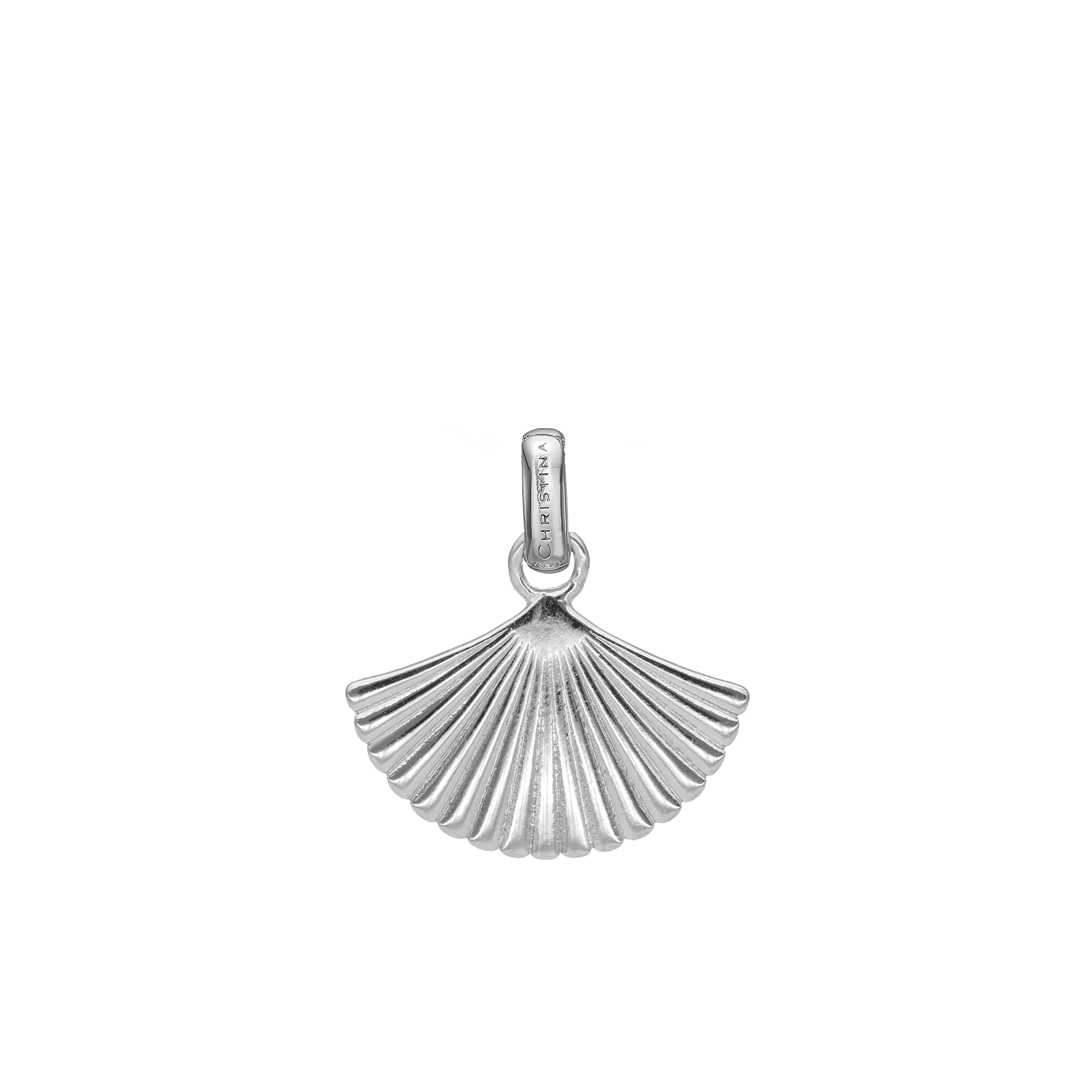 Fan Earring Pendant - Polished Sterling Silver