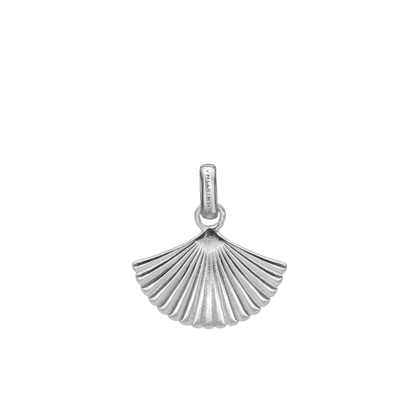 Fan Earring Pendant - Polished Sterling Silver