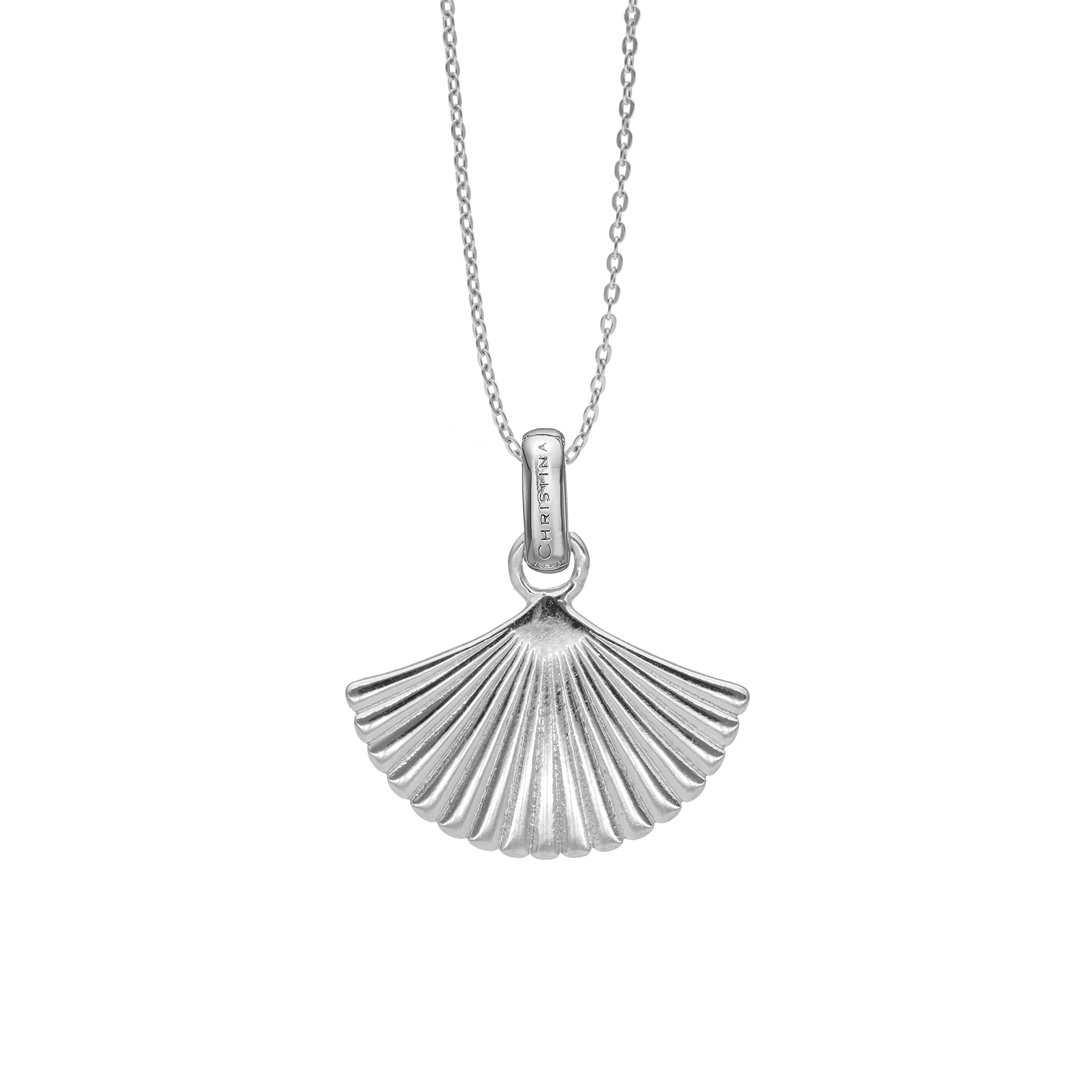 Fan Earring Pendant - Polished Sterling Silver