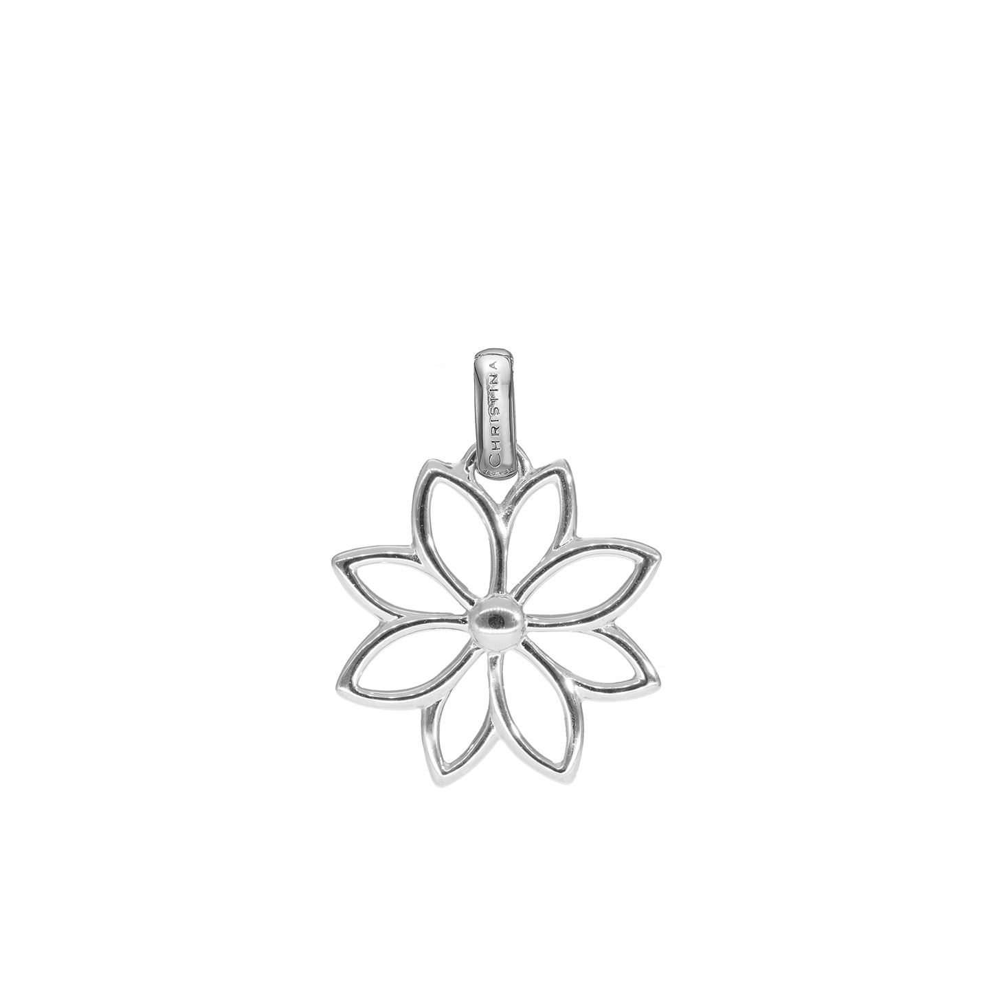 Simple Flower Earring Pendant - Polished Sterling Silver