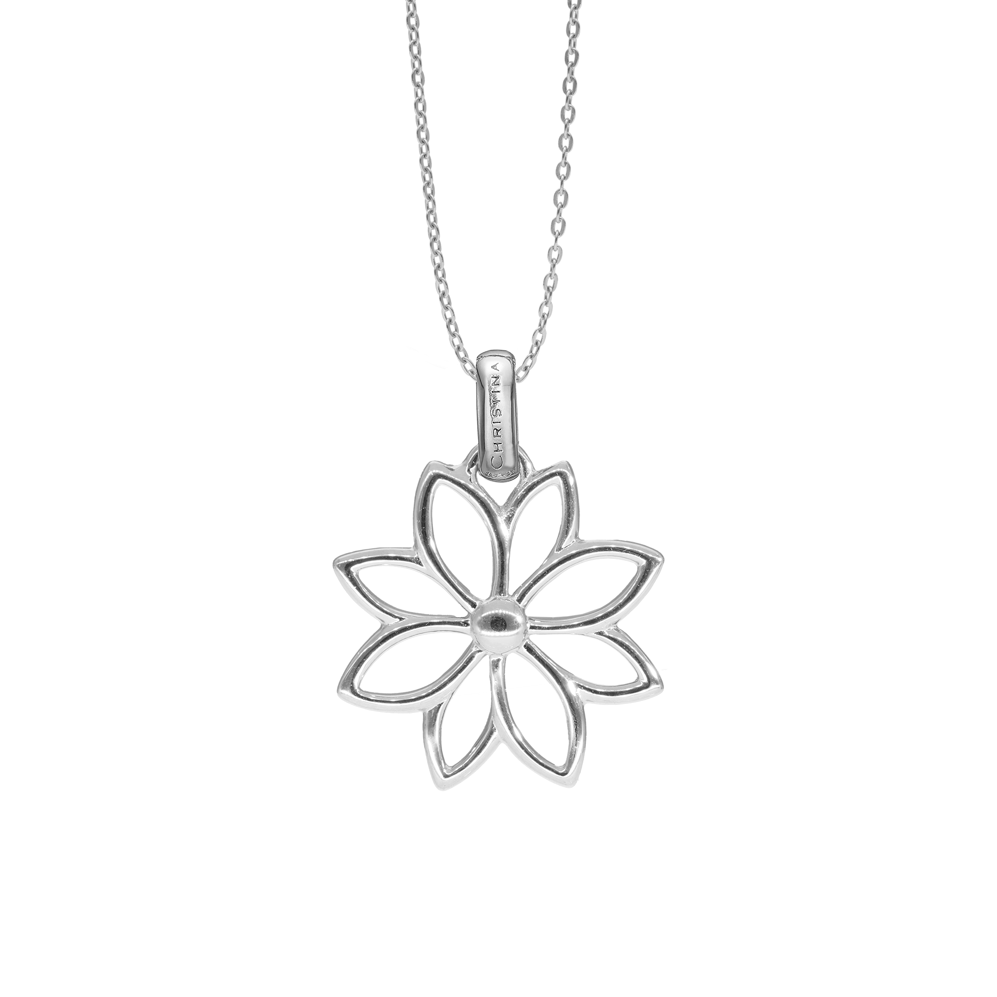 Simple Flower Earring Pendant - Polished Sterling Silver