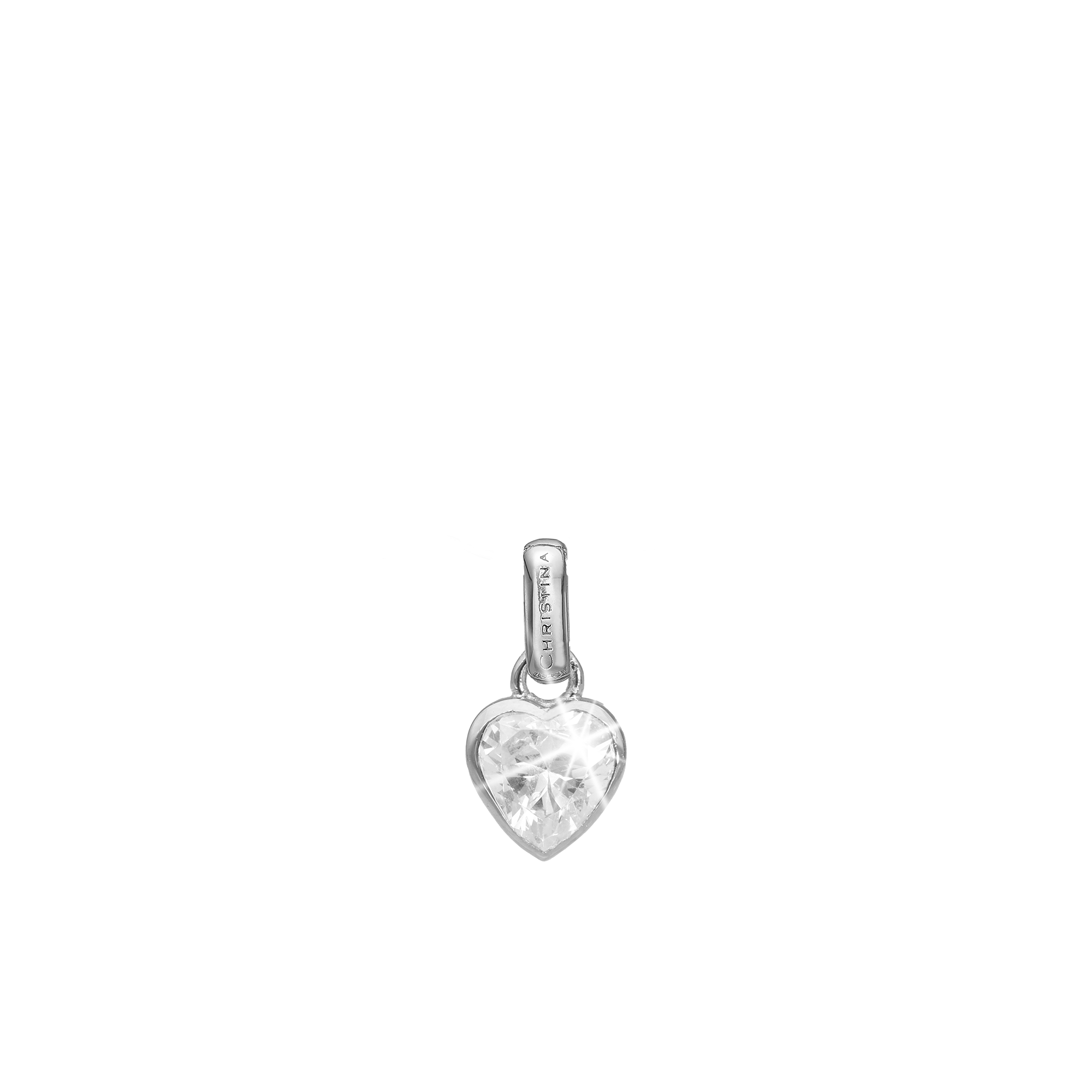 Sparkling Love Earring Pendant - Polished Sterling Silver with 1 Cubic Zirkonia