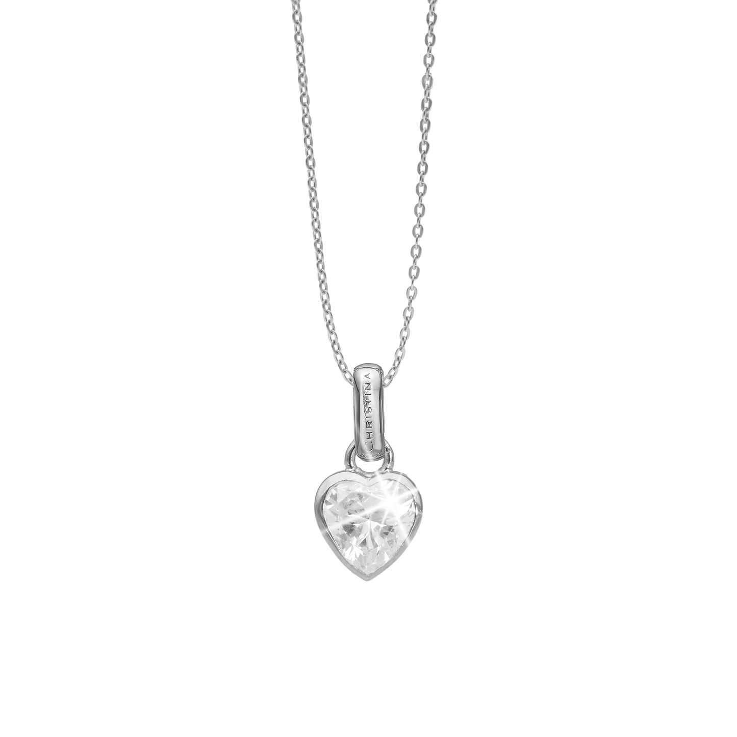 Sparkling Love Earring Pendant - Polished Sterling Silver with 1 Cubic Zirkonia