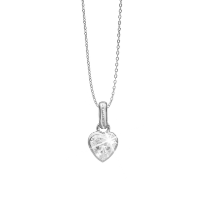 Sparkling Love Earring Pendant - Polished Sterling Silver with 1 Cubic Zirkonia