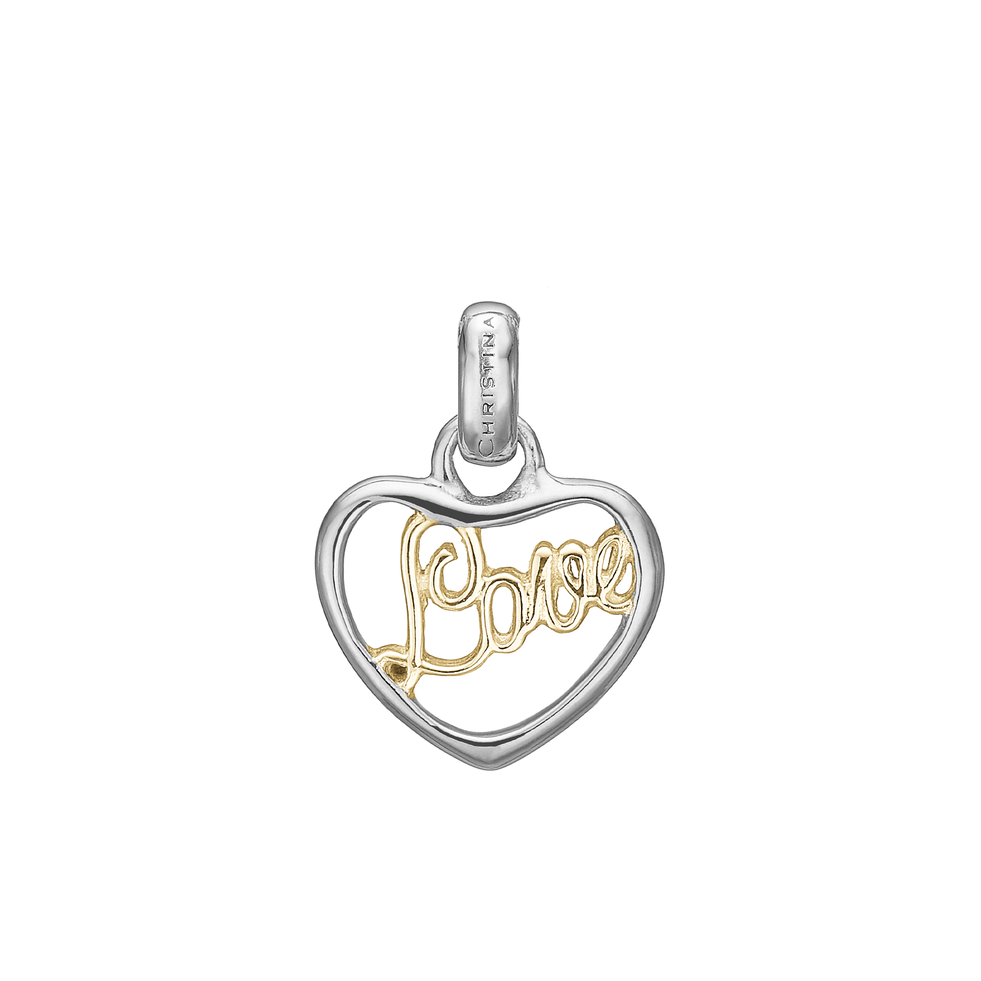 Love Earring Pendant - Polished Sterling Silver
