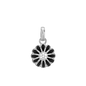 16 mm Black Marguerite Earring Pendant - Sterling Silver with 7 white