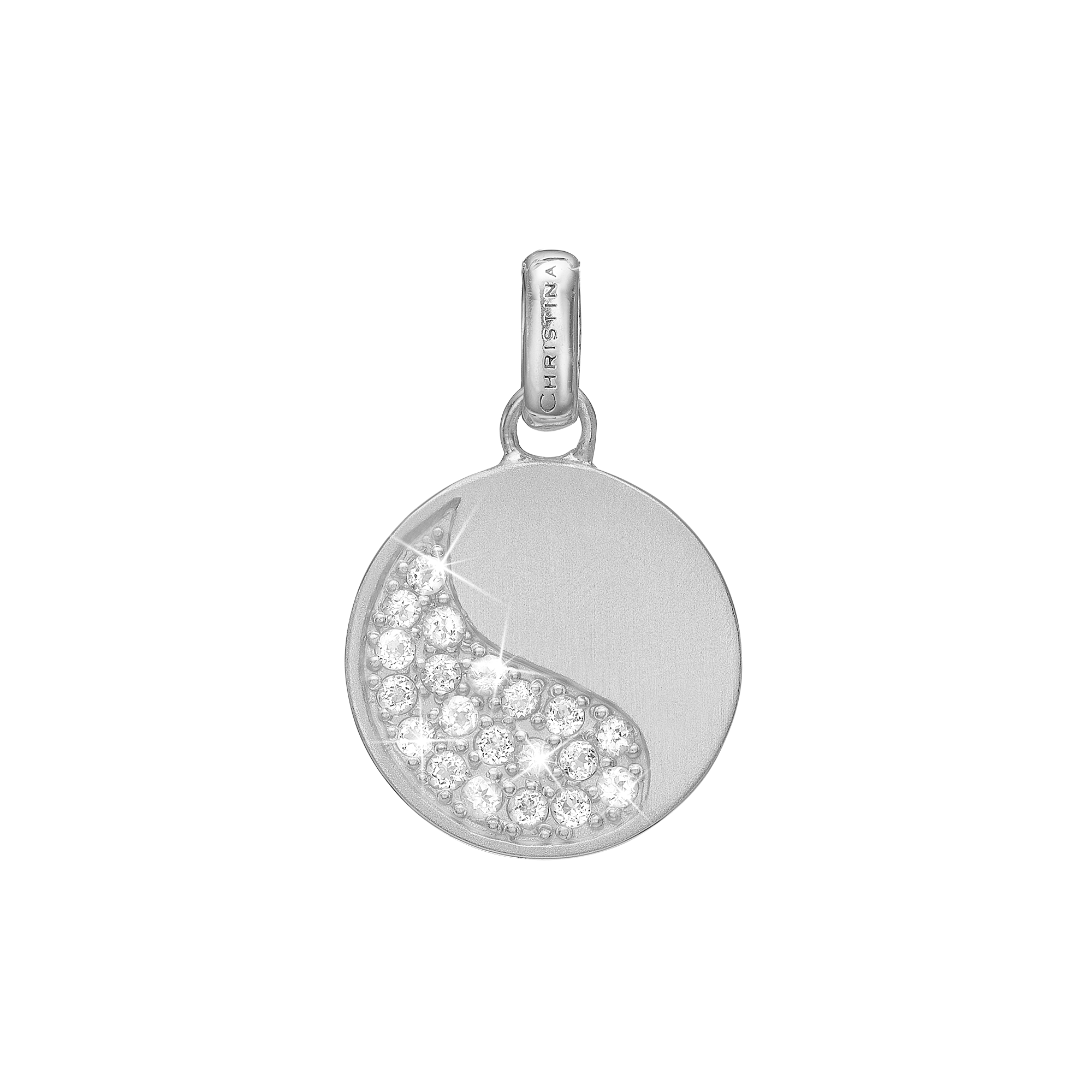 Moon Shine Earring Pendant - Polished Sterling Silver with 20 white Topas