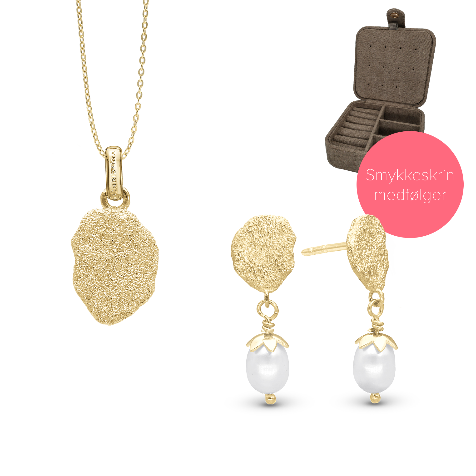 Embrace Smykkesæt Smykkesæt - Gold Plated Sterling Silver med smykkeskrin