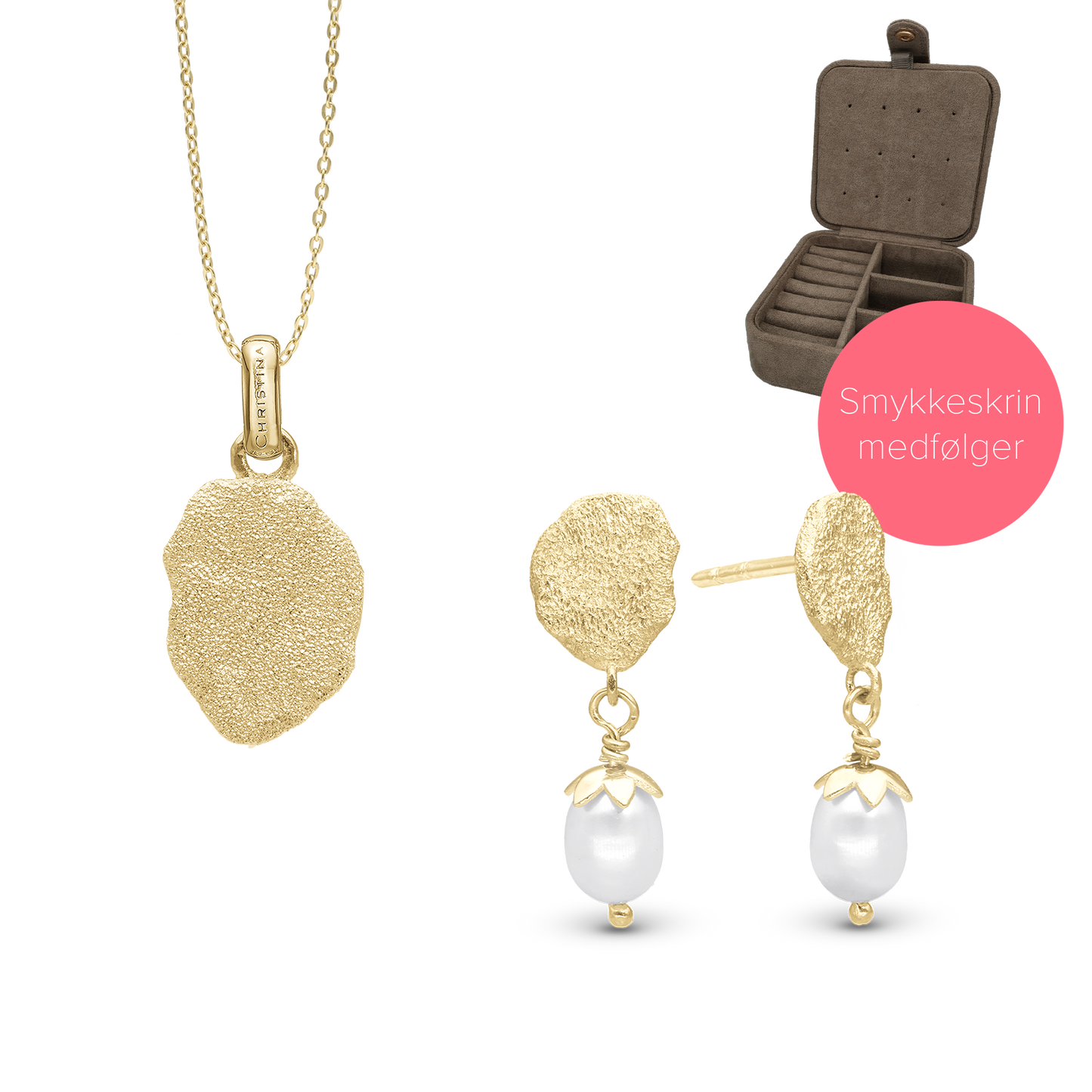 Embrace Smykkesæt Smykkesæt - Gold Plated Sterling Silver med smykkeskrin