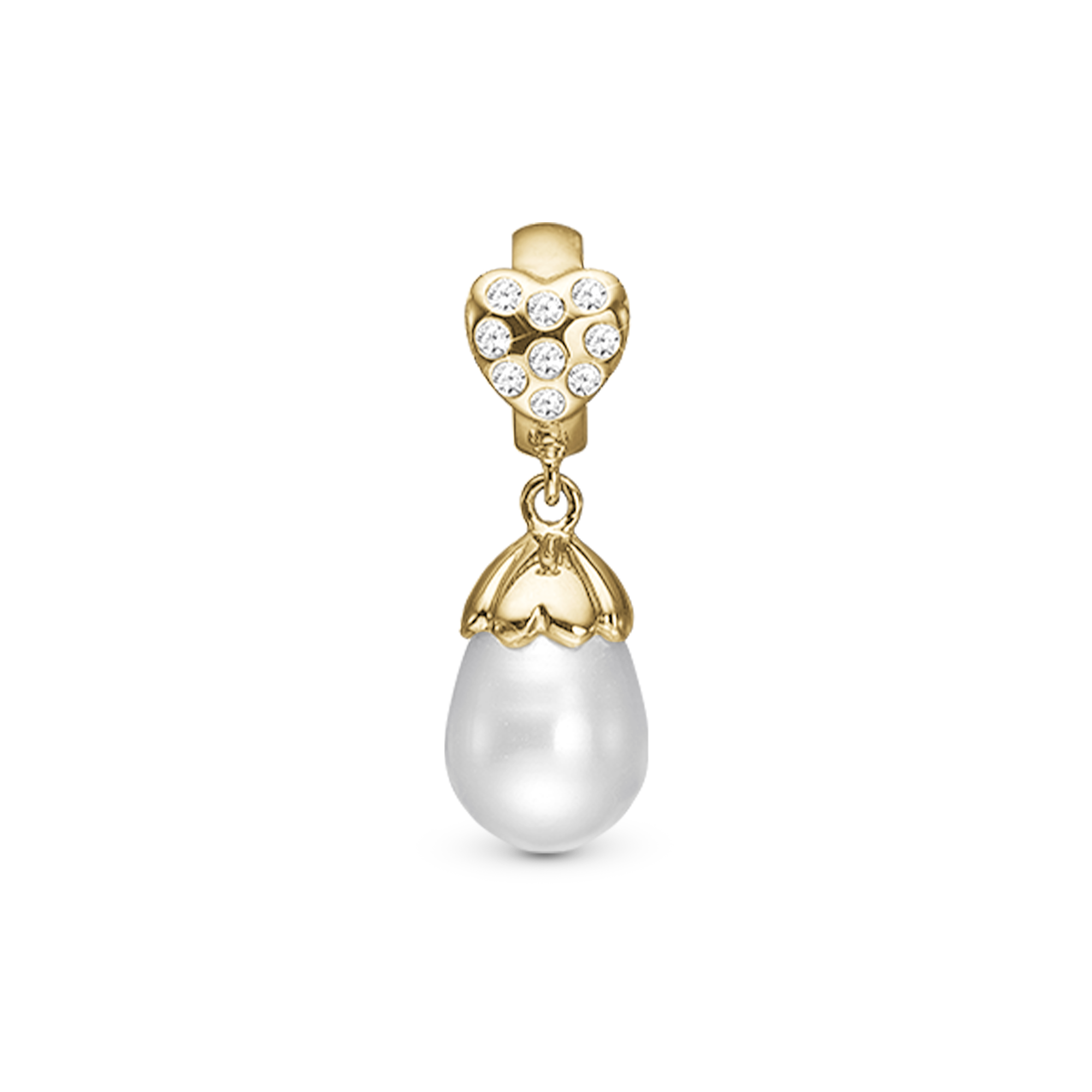 Pearl Love Charm 6 mm for Classic Leather Bracelet - Gold 14 karat with 10 Topas