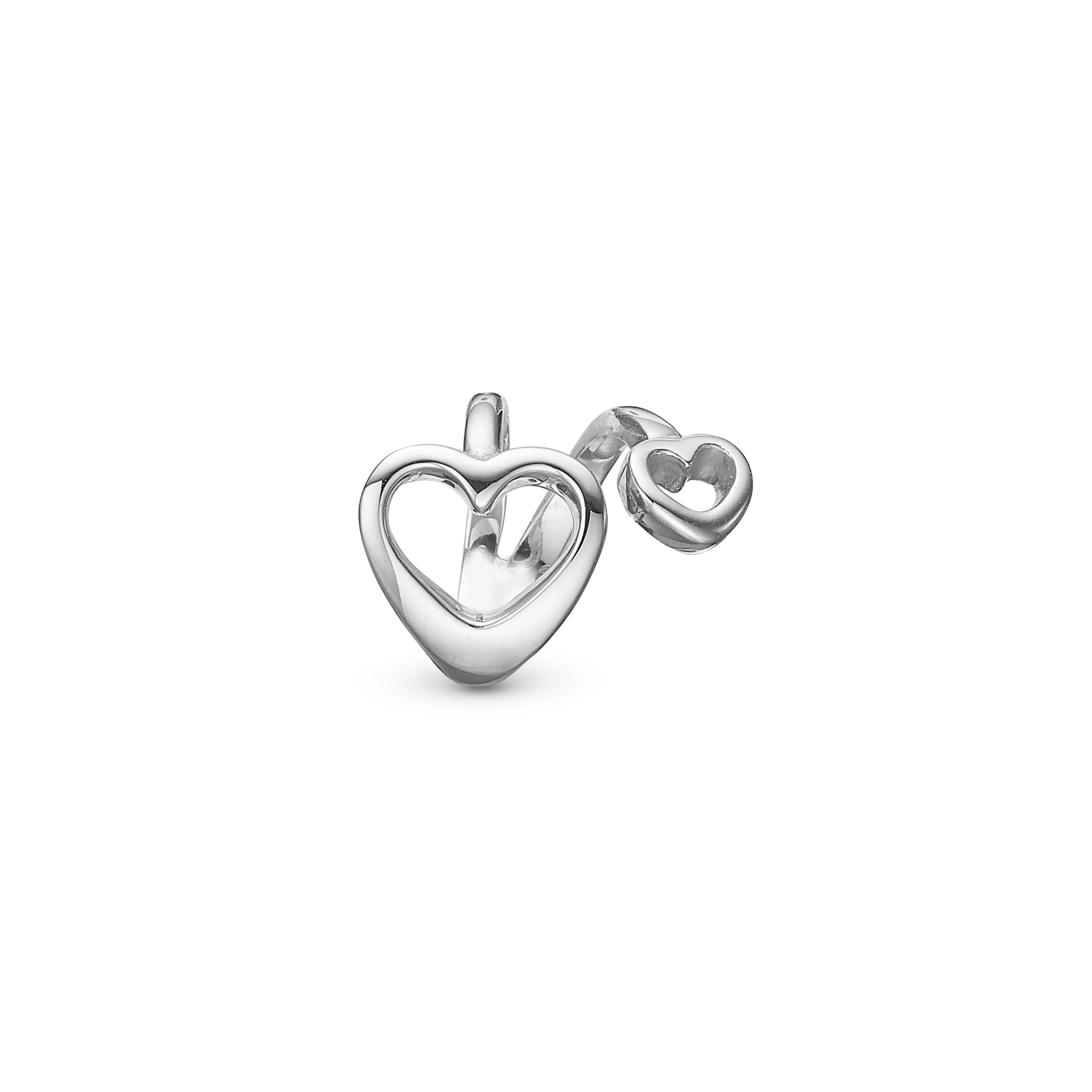 Heartfelt Charm 6 mm for Classic Leather Bracelet - White Gold 14 karat