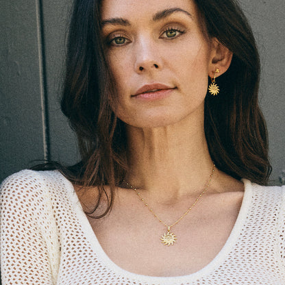 Glowing Sun Hoops - Polished/Matte Gold Plated Sterling Silver