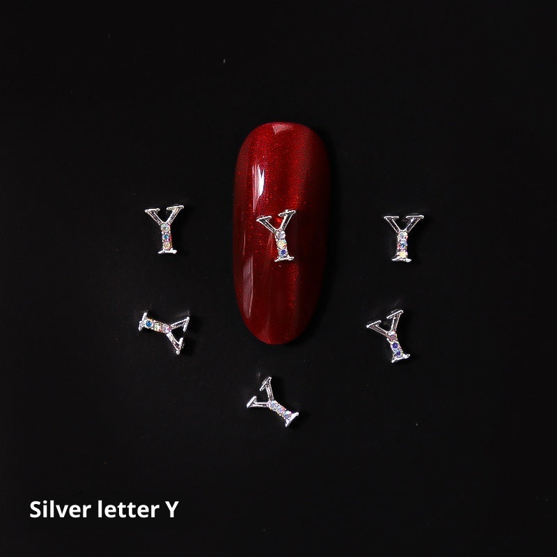 26 Letter Alloy Nail Ornament Nail Crystal