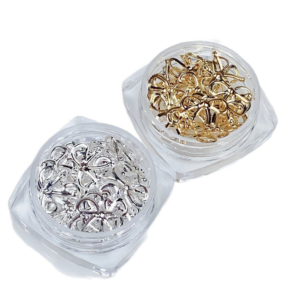 Alloy Bow Nail Ornament Light Luxury Advanced Bow Gold And Silver Nail Accessories