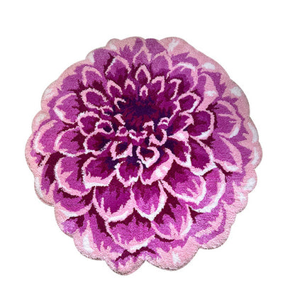 Round Brassica Oleracea Flowers Pile Floor Covering