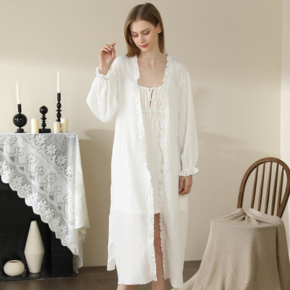 Women's Pajamas Cotton Lace Double-layer Yarn Home Wear