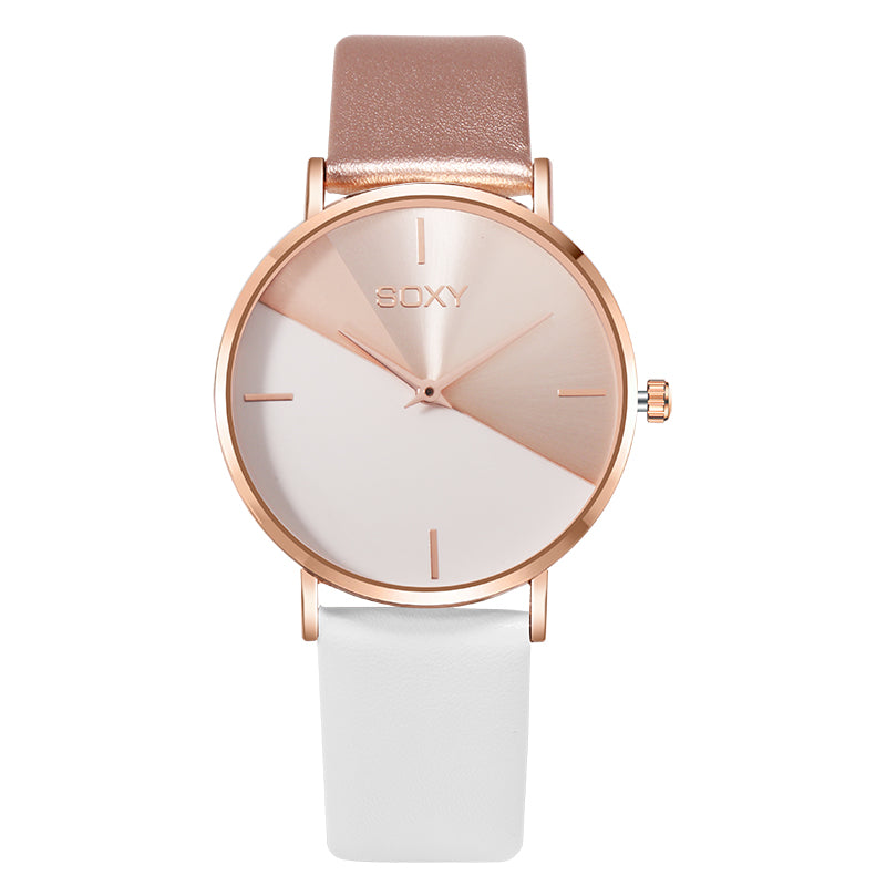 Top brand women's watch leather Rose gold female clock luxury brand design women