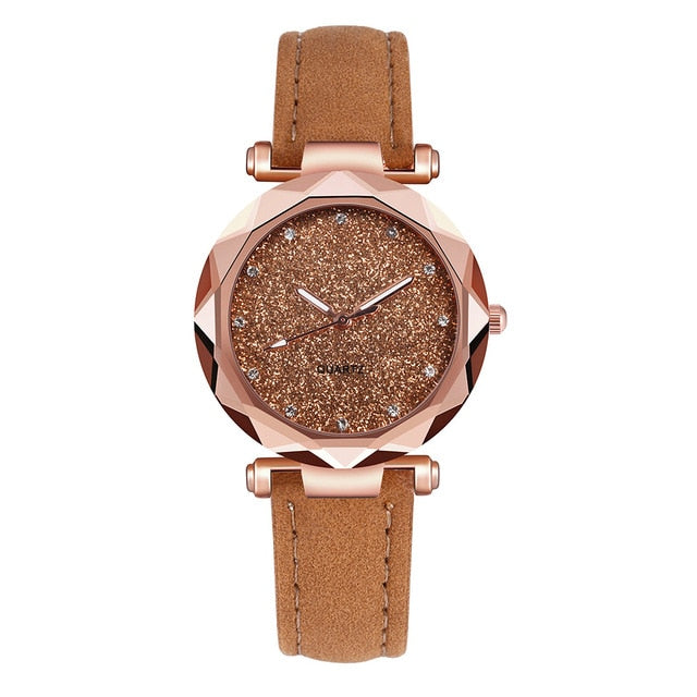 Ladies fashion Korean Rhinestone Rose Gold Quartz Watch Female