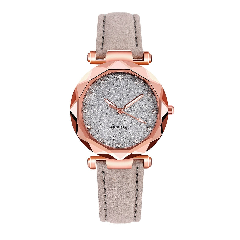 Ladies fashion Korean Rhinestone Rose Gold Quartz Watch Female