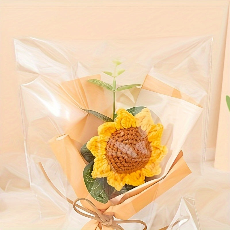 Sunflowers Crochet Flowers Bouquet, Knitted Bouquet, Crochet Artificial Flowers For Home Wedding Decor Birthday Gift Clearance