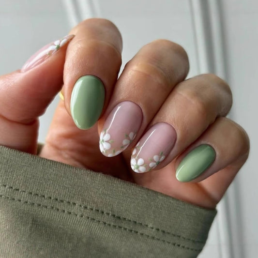 New Simple Cute White Little Flower Long Green Section