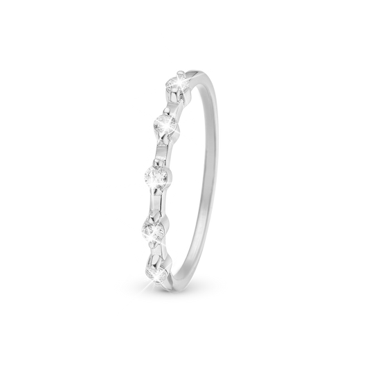 Simple Life Style Ring - Sterling Silver with 5 white Cubic Zirkonia