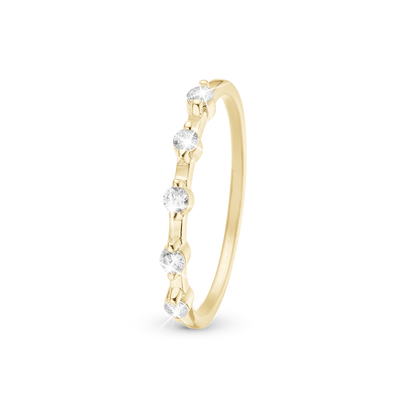 Simple Life Style Ring - Gold Plated Sterling Silver with 5 white Cubic Zirkonia