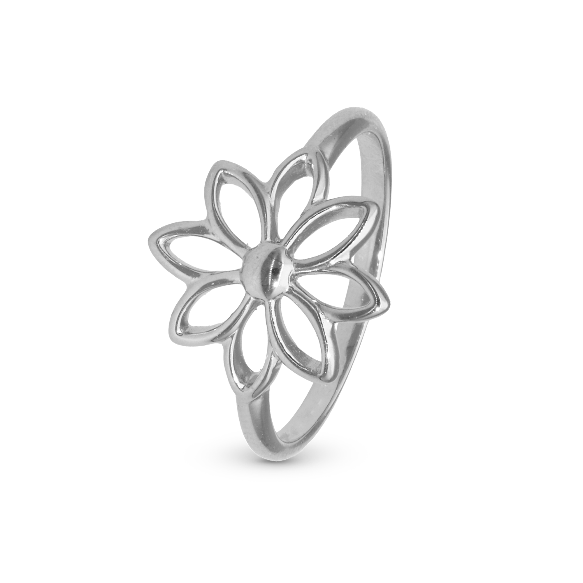 Simple Flower Ring - Polished Sterling Silver