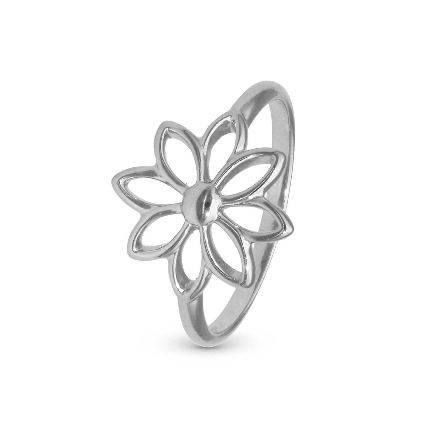 Simple Flower Ring - Polished Sterling Silver