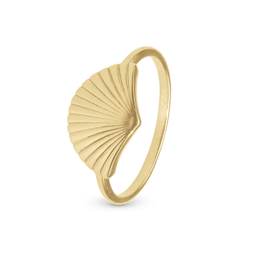 Fan Ring - Polished Gold Plated Sterling Silver