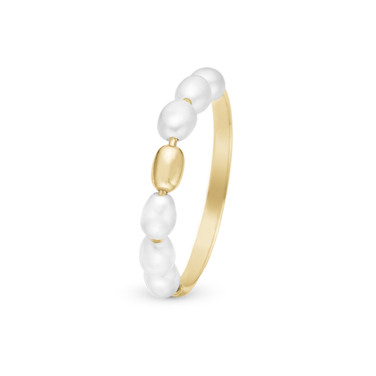 Magical Pearls Ring - Gold Plated Sterling Silver with 6 white Ferskvandsperler