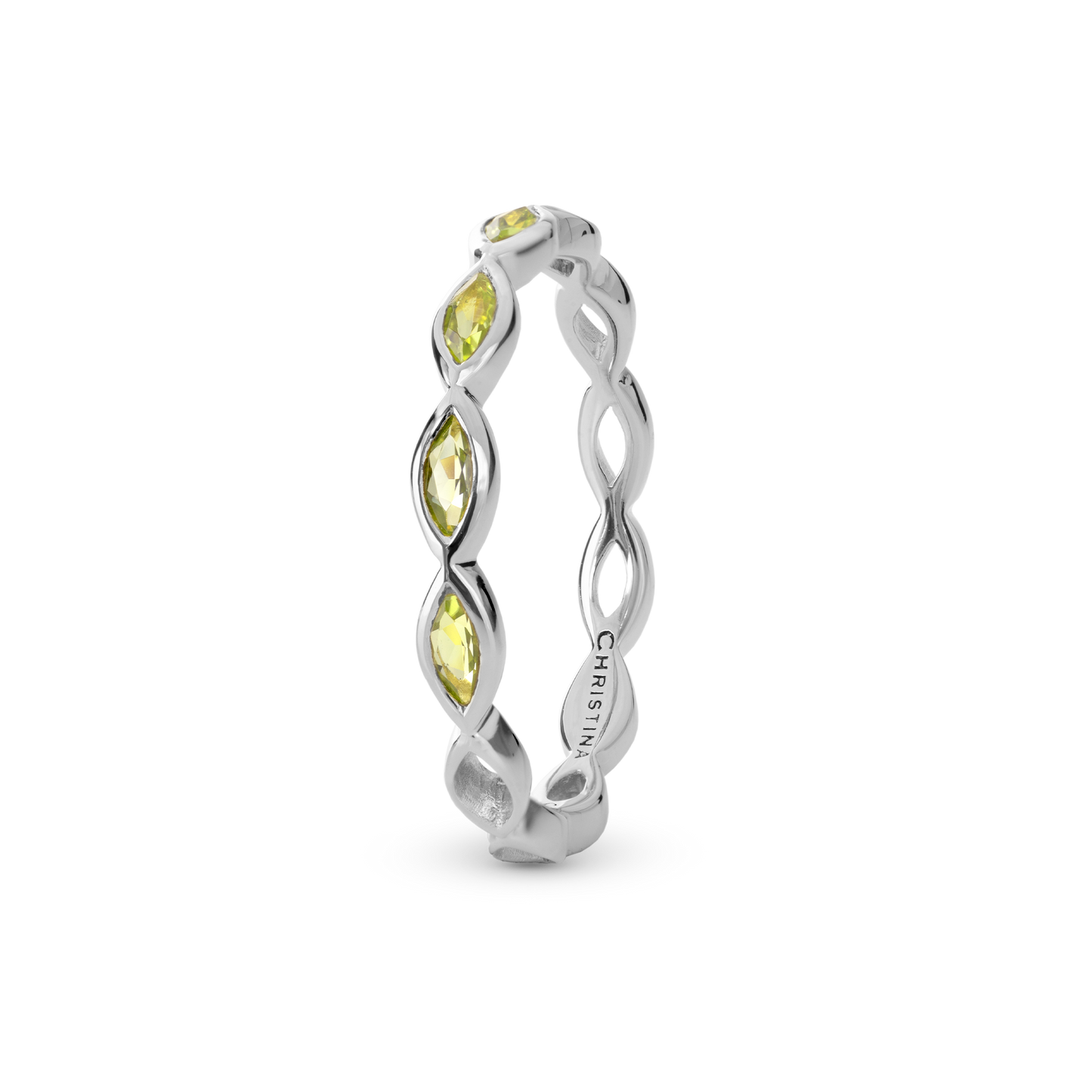 Eternity Peridot Ring - Sterling Silver with 5 Peridot