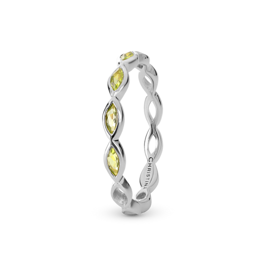 Eternity Peridot Ring - Sterling Silver with 5 Peridot